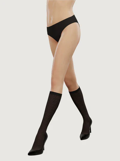 PATTERN KNEE-HIGHS, BLACK - Billede 2