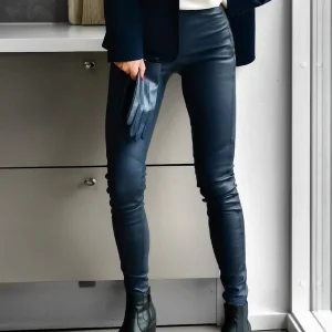LEATHER LEGGINGS, NAVY BLUE