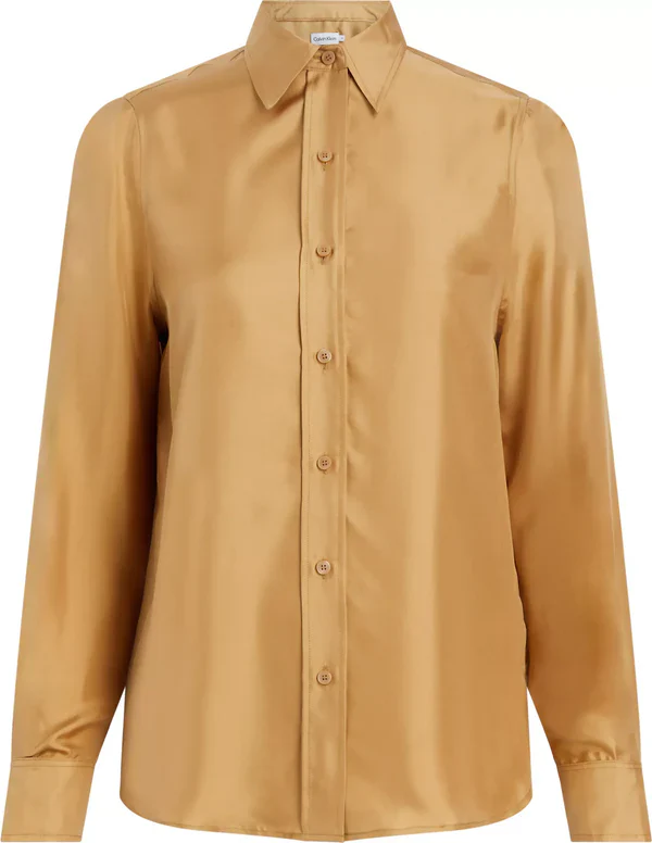 SILK SPLIT SLEEVE SHIRT, ICED COFFEE - Billede 2