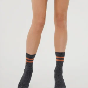 SPORTY STRIPES SOCKS, BLACK/SILVER