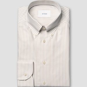 SHIRT, SLIM FIT, BEIGE STRIPE